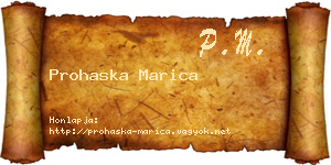 Prohaska Marica névjegykártya